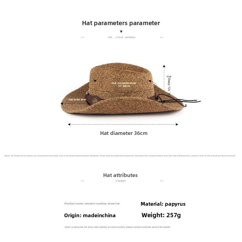 Meier Mixed color straw hat western cowboy straw hat outdoor sun hat