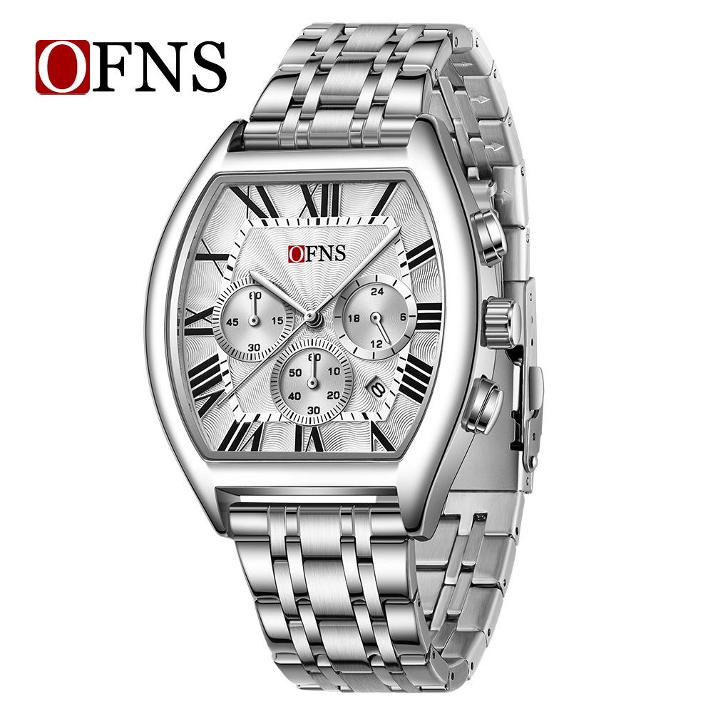 Men s Barrel-Shaped Chronograph Watch with Calendar & Luminous Multi-Function - Model 1644