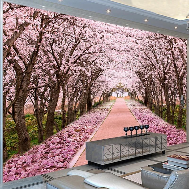 3d Romantic Space Extension Wallpaper Cherry Tree Mural Living Room Tv Sofa Wall Murals Home Decor