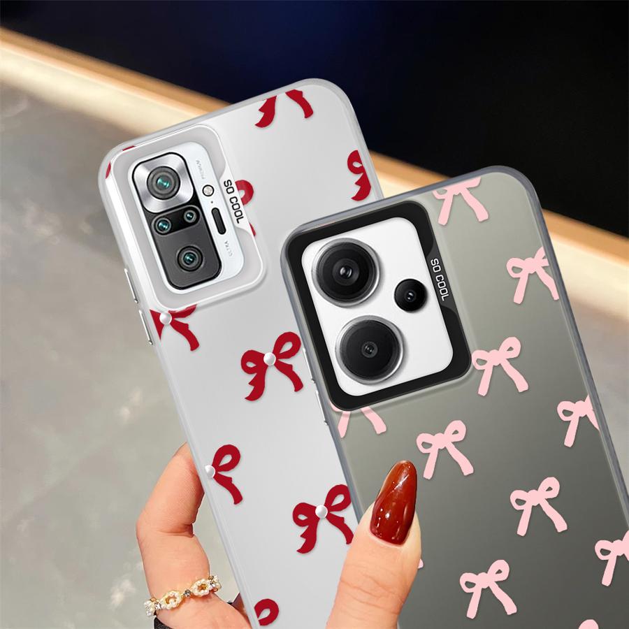 Case for Xiaomi Redmi Note 14 A2 13C 12 10 11 Pro 14C A1 Note 13 12 Pro Plus 12C Phone Cover Fashionable Red Pink Bow