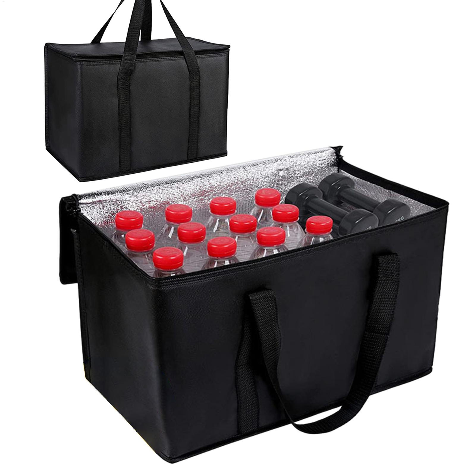 Large Capacity Food Delivery Bag Large Thermal Bag for Food Delivery Insulated Cooler Bag Foldable Reusable Grocery Bag Keeps чёрный
