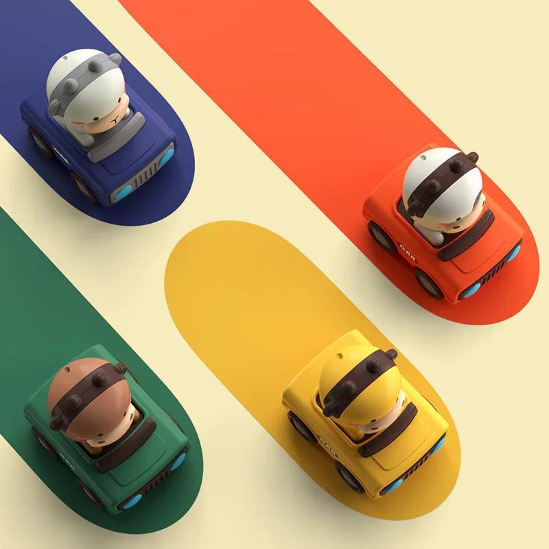 Cartoon Figure Friction Toy Cars, No Battery Push & Go Sliding Vehicles For Kids Age 1-3, Fun Baby Toys For Fine Motor Skills