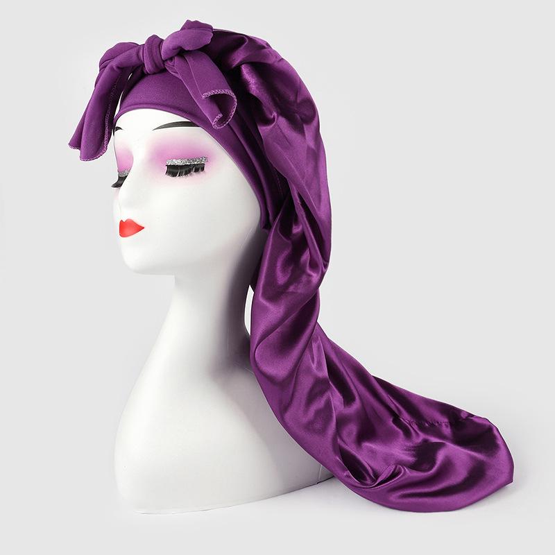 Touca Longa de Cetim de Seda para Mulheres - Proteção Capilar com Laço