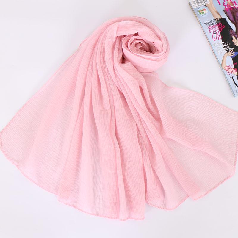 Autumn and winter Bali yarn pleated solid color women's scarf refreshing breathable versatile long scarf shawl style