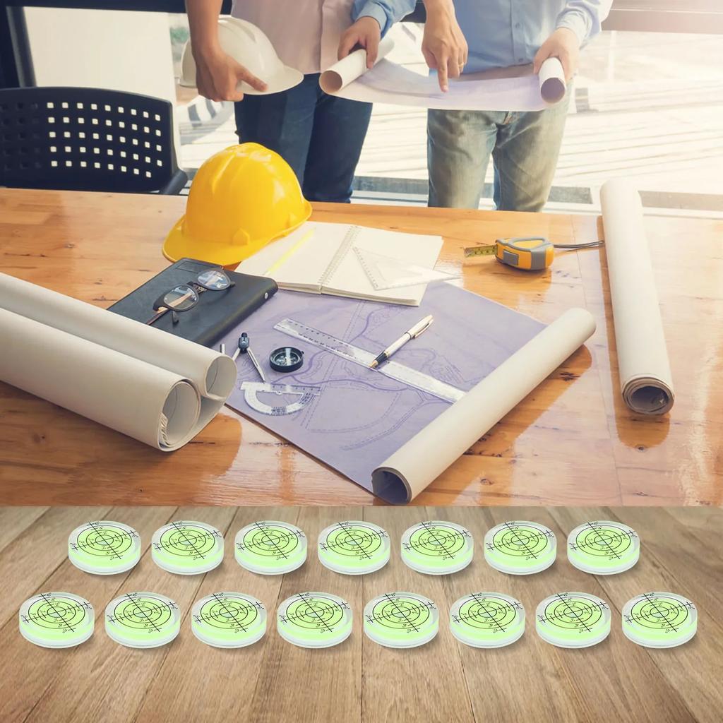 Set of 15 32mm Bubble Levels with Degree Mark for Spirit Level Circular Measuring Meter for Adjusting Office Machines and Toys