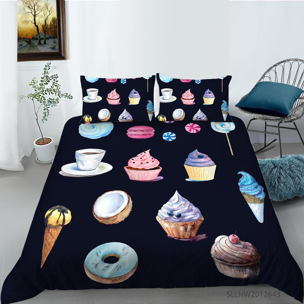 3D-Farbmuster bedruckte Bettwäsche, Einzelbett, Doppelbett, volle Größe, Vintage-Blumenmuster, Kissenbezug und Bettbezug, 2 oder 3 bequeme Heimdekoration