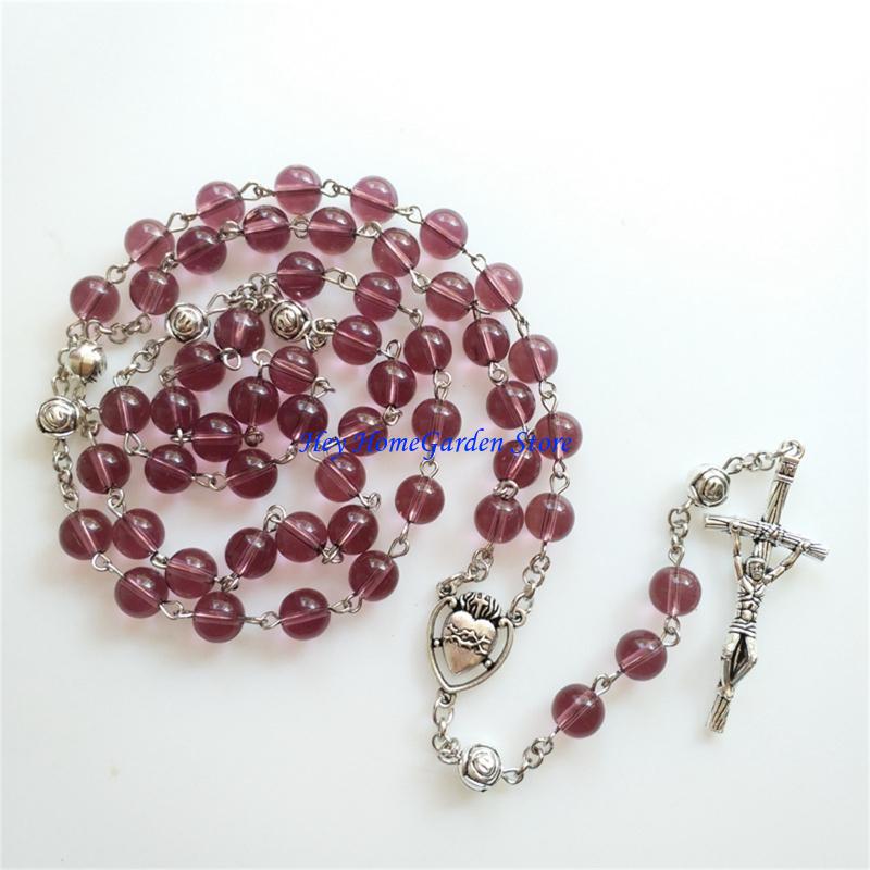 652F Vintage- Beads Jesus Christ Crucifix for Cross Rosary Pendant Necklace Alloy & Gllass Made- Charm Pendant for Wome