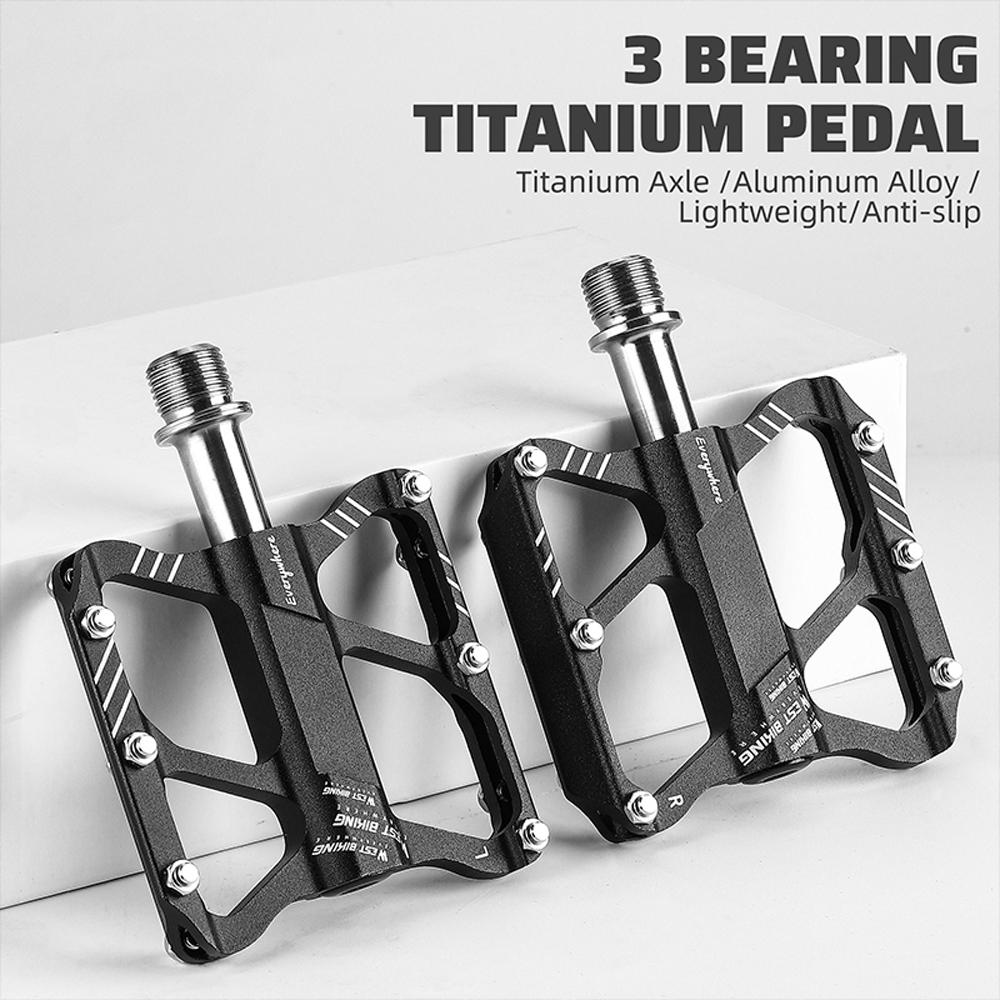 Ultraleichte Fahrradpedale aus Aluminiumlegierung, 3 Lager, rutschfest, wasserdicht, flach, breit