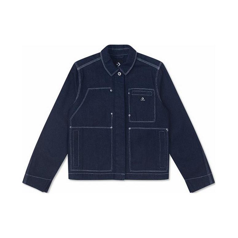 

New Converse Indigo Chore Jackets Coats Women s Dark Blue 10026052-A01 XL