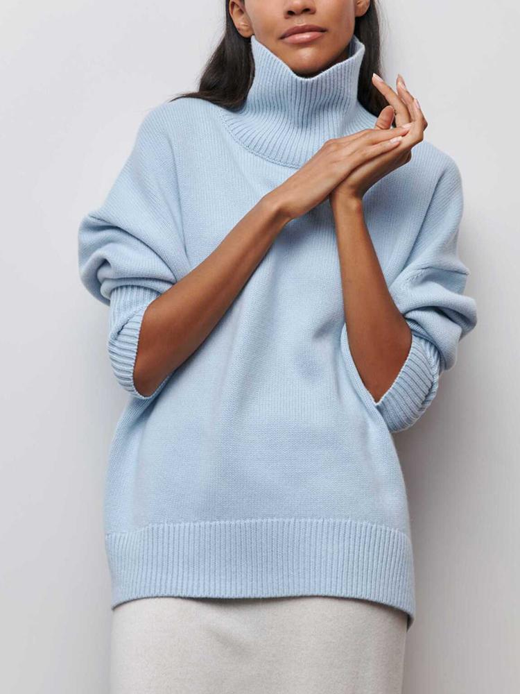 Women's Knitted Sweater Turtleneck White Black Christmas Loose Oversized Pullover Casual Knitwear Soft Sweater for Women 2025