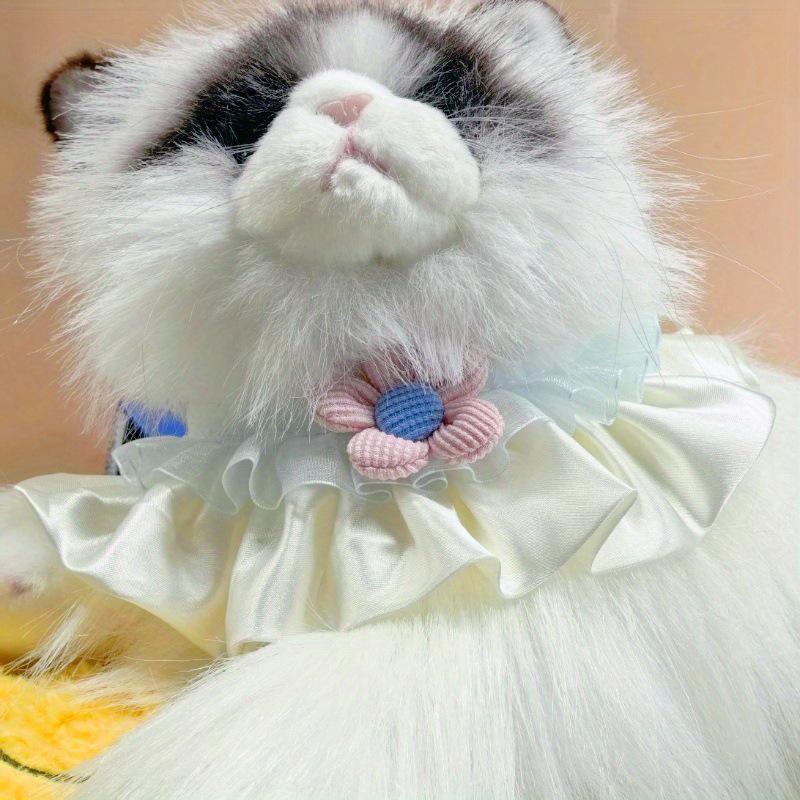 3D Floral Cat Bib with Ruffle Design and Color Block Patchwork for Weddings