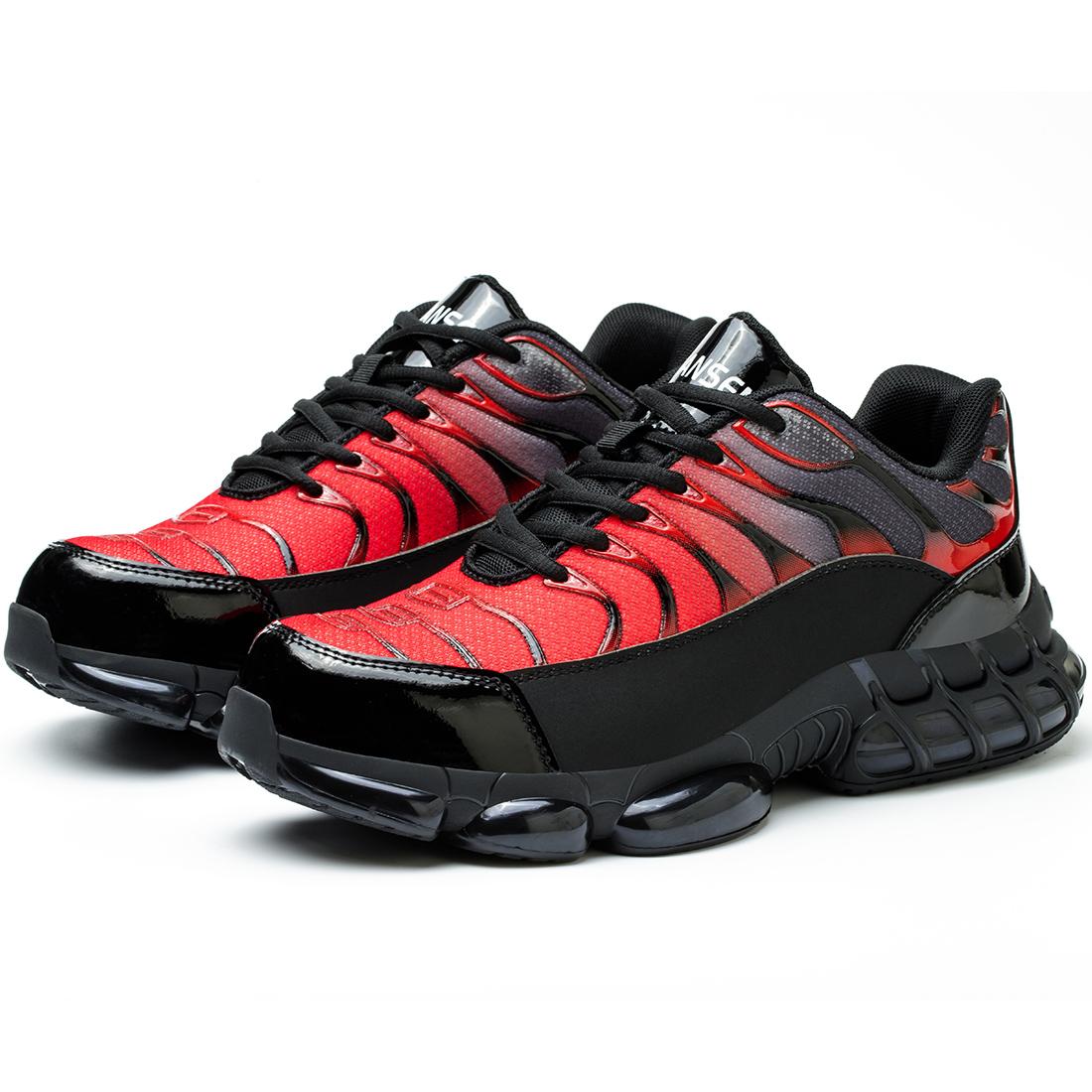 

New Steel Toe Work Shoes Men Women Safety Shoes Air Cushion Work Safety Sneakers Anti-Smash Work Boots Breathable Shoes Male 46 красный