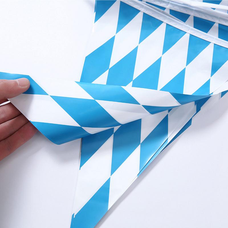 Oktoberfest Banner 32.8 Feet Blue White Banners Pennant Decorations German Theme Party Supplies Blue & White Design For Outdoors