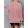 New Autumn Women's Round Neck Long Sleeve Side Slit Waffle Simple and Versatile Sweatshirt