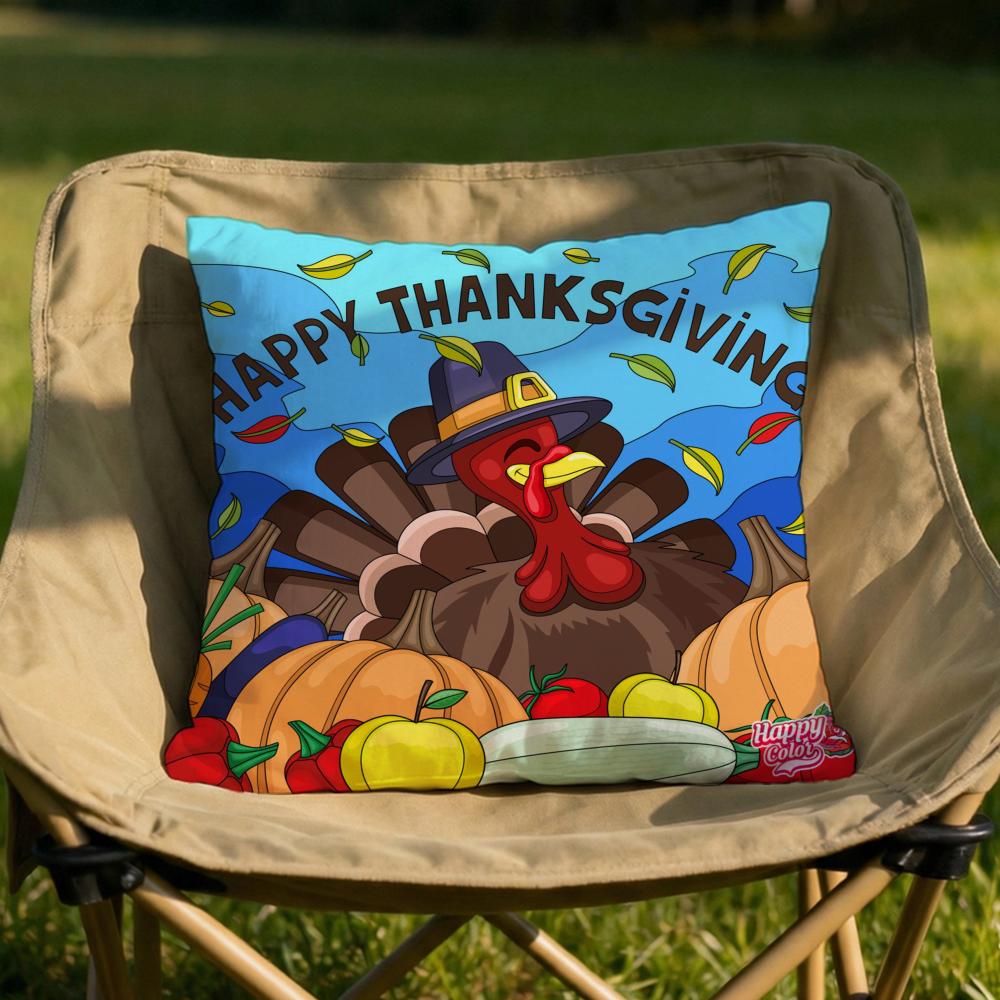 Thankful Festival Turkey Cushion Cover Soft Reversible  Durable Pillow Cover  MultiScene Use for Home  Car Daily Comfort