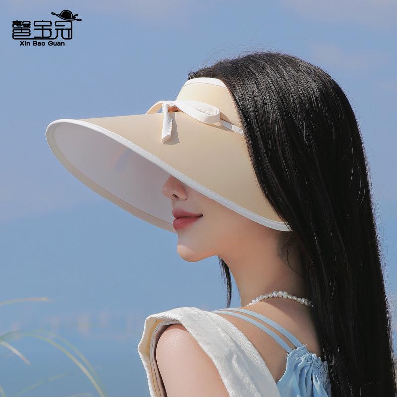 Summer UV Protection Sun Hat Children Ice Silk Eaves Empty Top Sun Hat Versatile Fashion Bow Sun Protection Hat