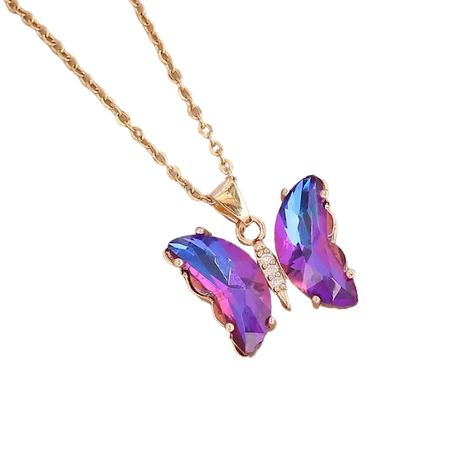 

Элегантное ожерелье с подвеской в виде бабочки, символизирующее грацию и очарование, для модных женщин на каждый день или для вечеринок фиолетовый