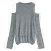 Off-the-shoulder Knitwear Loose Round Neck Pullover Long Sleeve Thin Hollow Out Top Spring Autumn Lazy Style