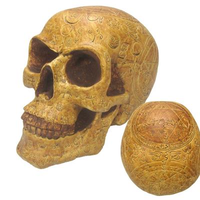 [A3294] - Φιγούρα ρητίνης 'Κρανίο' καφέ (νεκρομάντης) - 21 εκ