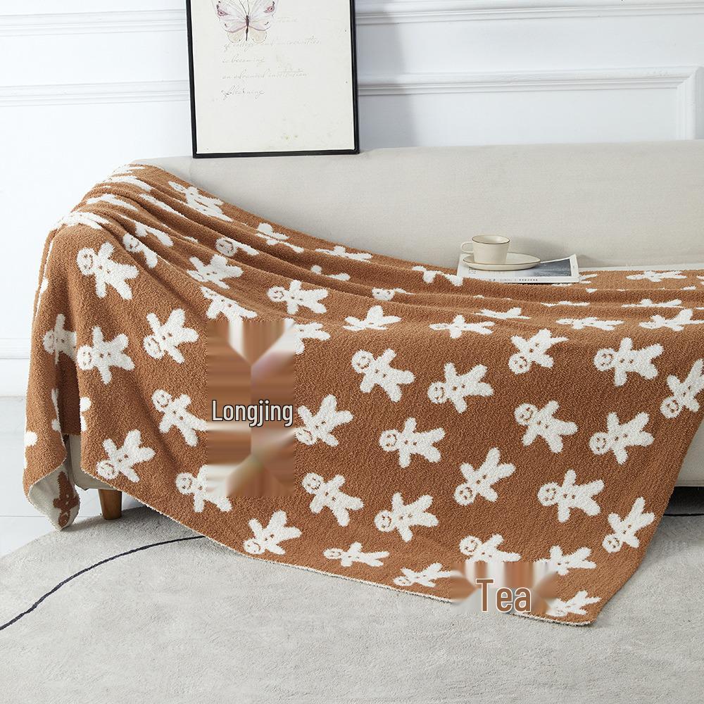 Custom Knit Half-Velvet Gingerbread Man Christmas Blanket - Non-Shedding Holiday Gift