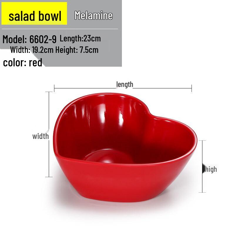 Heart-Shaped Melamine Breakfast Bowls - 5 Pack