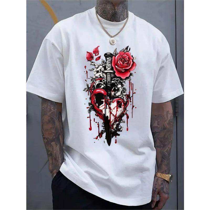 

Європейські розміри Повсякденна спортивна сорочка з коротким рукавом для чоловіків зі стильним 2D-принтом, виготовлена з еластичного та зручного матеріалу 4XL білий