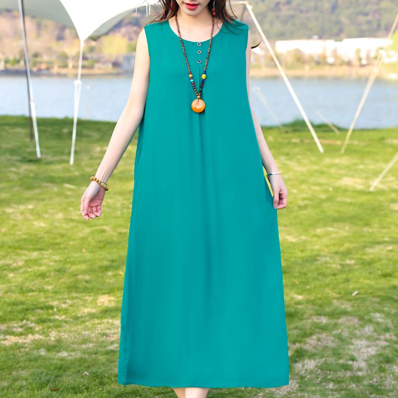 Plus Size Women's Elegant Dresses Loose Summer Sleeveless Dress Female Vintage Clothes