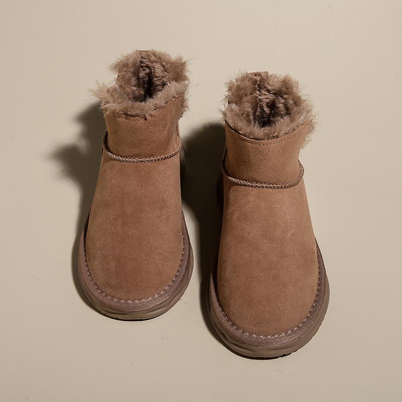 Women's fashion lightweight winter warm fur one snow boots padded lining non-slip casual sports cotton boots