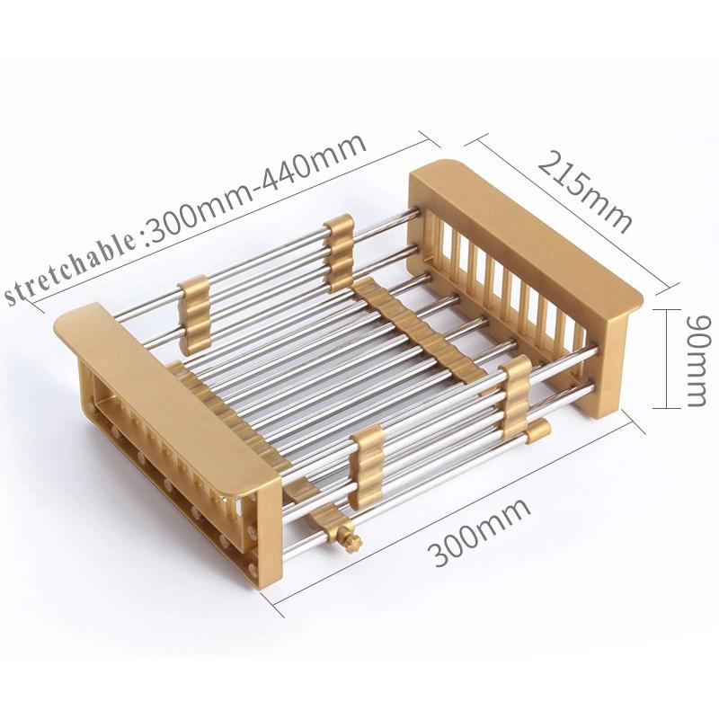 Kitchen Dish Drying Rack,over Sink Telescopic Stainless Steel Dish Rack/drainer,adjustable Vegetable Fruit Drain Basket For Sink