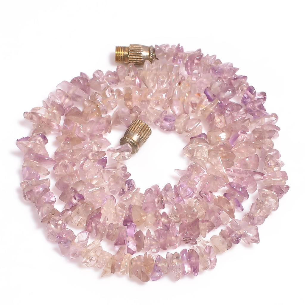 Natural Amethyst Rose Quartz Gemstone Smooth Beads Necklace 3-5 Mm 18" UB-8367 UB-8367