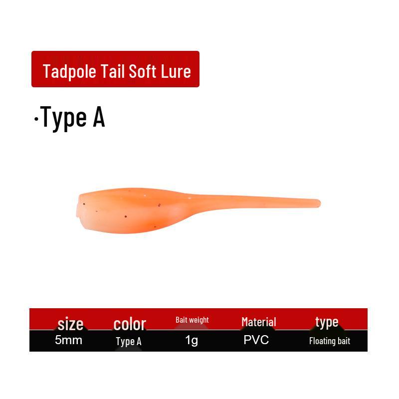 Two-Color Tadpole Tail Soft Bait Lure with Needle Tail for Fishing. 50 Two-color Needle Tail Set модель a