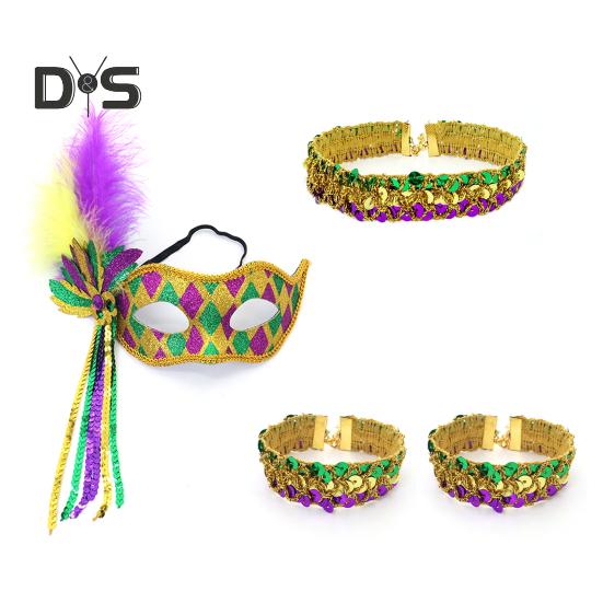 

Аксессуары 1920-х годов Марди Гра воротник браслет блестки костюм реквизит женский хлопушка перо повязка на голову для карнавала маскарада One Size C