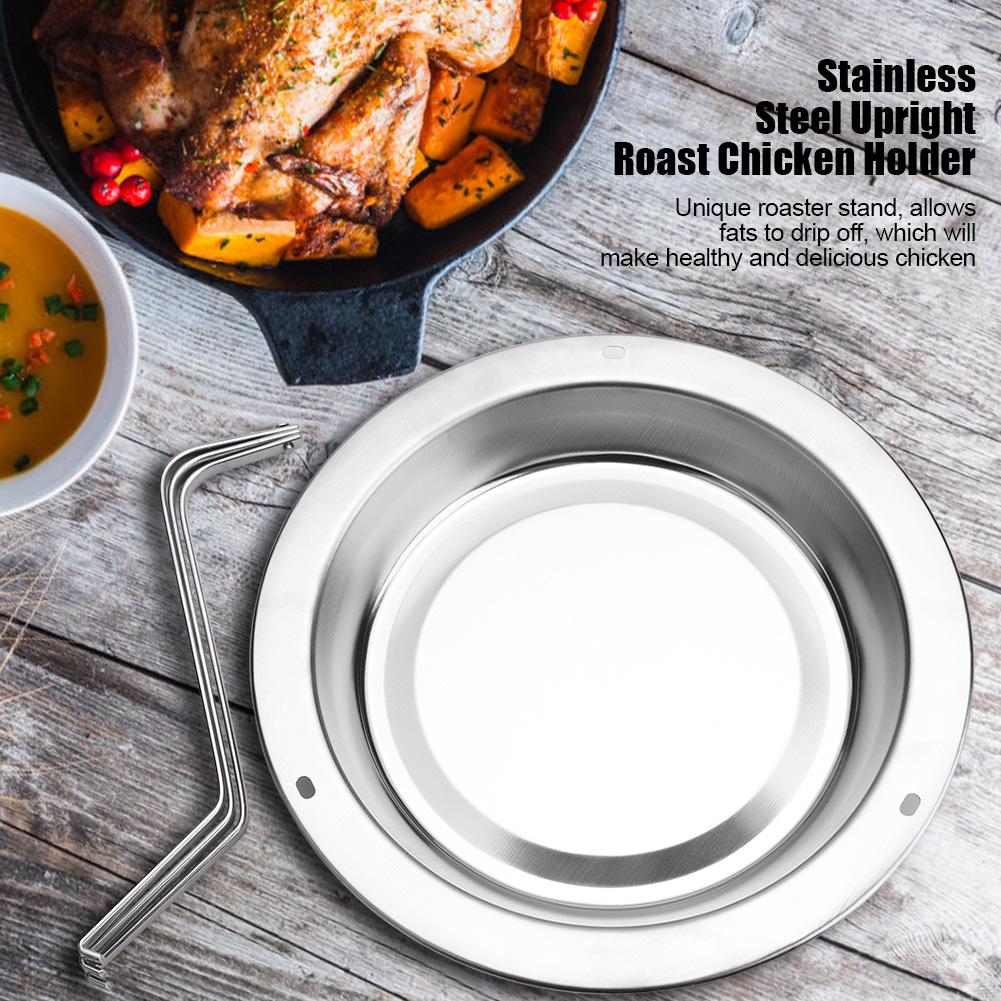 Stainless Steel Chicken Roaster Rack, Upright Roast Rack Barbecue Grilling BBQ Tools Suitable for Outdoor Camping Roasting Chicken Turkey Goose Grous