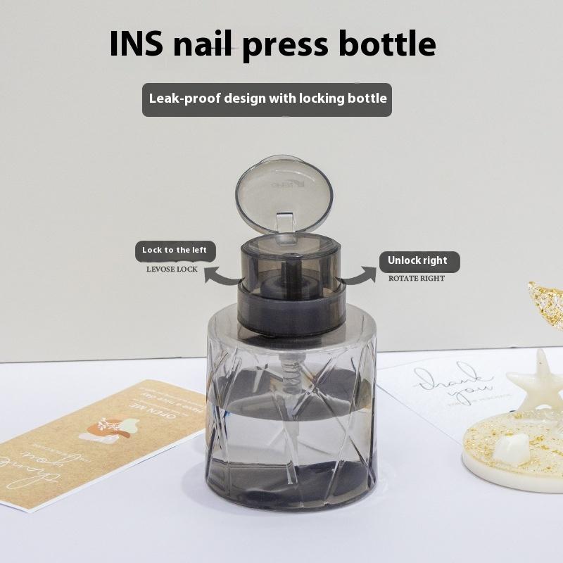 Refillable Lockable Empty Pump Dispenser Nail Manicure Cleaner Makeup Remover Container Press Bottle For Personal Use