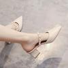 Sandals Women's Outer Wear 2025 Summer Pointed French Medium and High Heel Single Shoes Thick Heel Bag Head Half Slippers Wind Comfortable