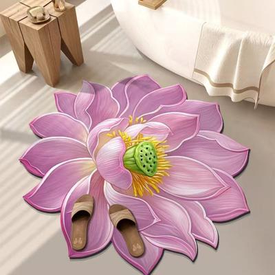 Koberec ve tvaru lotosového květu 3D vizuální efekt Lotosový koberec Absorpční oblastní koberec s protiskluzovou podložkou pro ložnici obývací pokoj koupelnu kuchyň