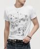 LANARCHIVE [0132] Denim Applique Star Short Sleeve T-Shirt - Ivory