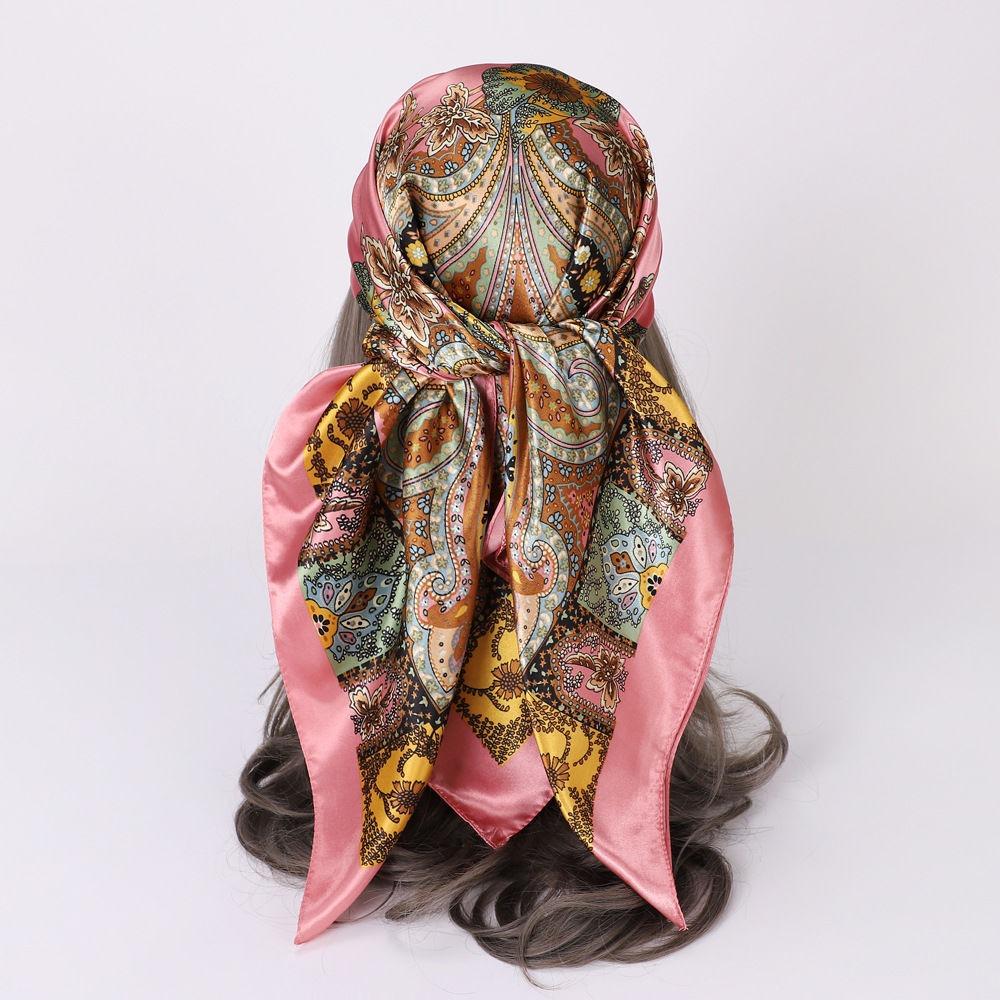 Kopftuch Damen Piratenkostüm Zubehör Seide Rotes Bandana zum Haarwickeln Weiches Halstuch Seiden-Foulard Satin