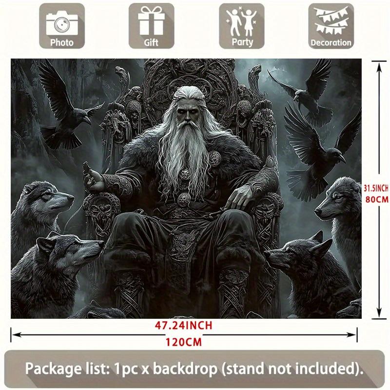Party Backdrop Viking King Wolves Majestic Fantasy Throne Scene Ravens Event Event Photo Background Party Decor