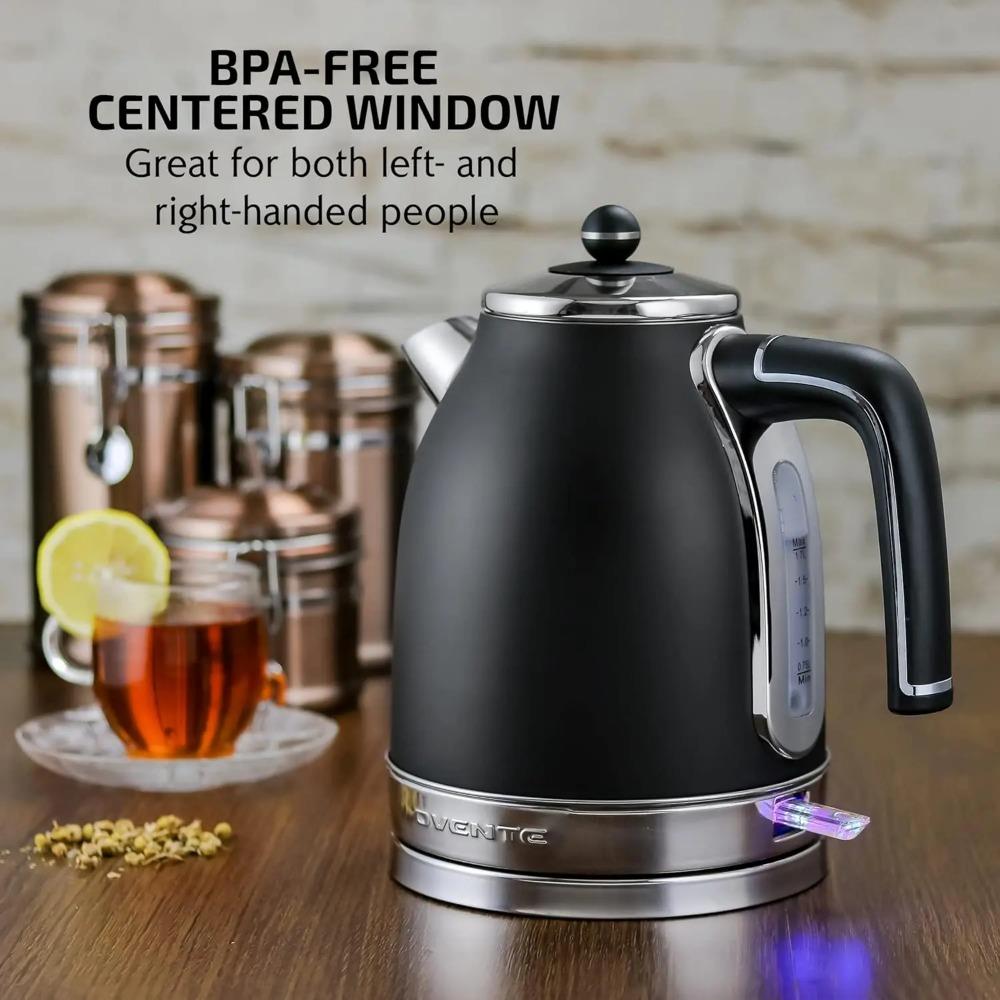 1,7L Wasserkocher, 1500W Schnellkoch-Wasserkocher für Kaffee oder Tee mit BPA-freiem Edelstahl und kabellosem Gehäuse