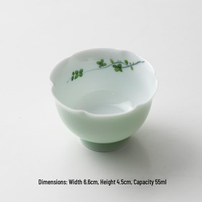 Longquan Celadon Hand-painted High-footed Master Tea Cup
