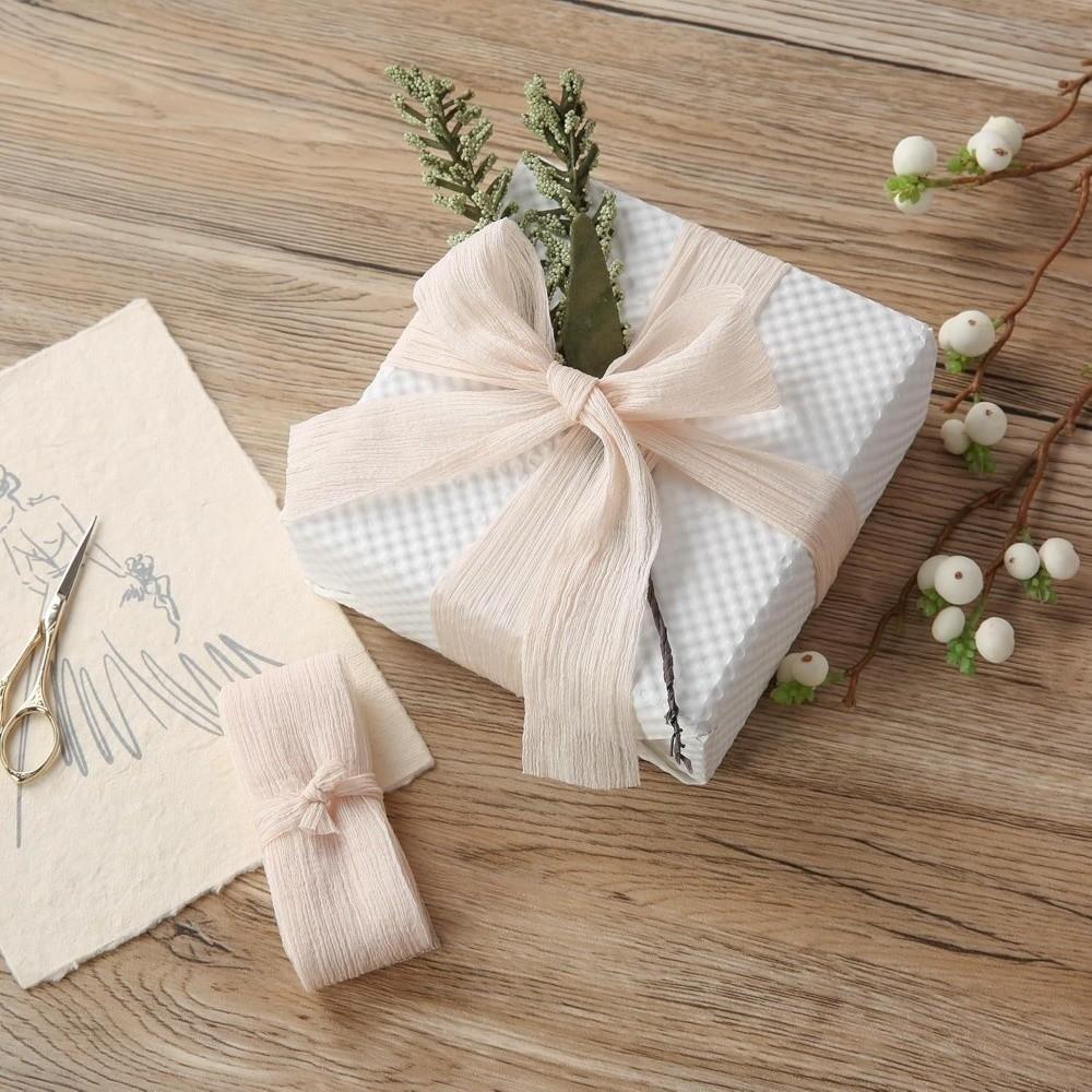 1.6In X 5 Yards 4cm Silk Chiffon Ribbons Bridal Bouquets Cake Packaging Ruffled Gauze Ribbon Handmade Bows DIY Handicrafts