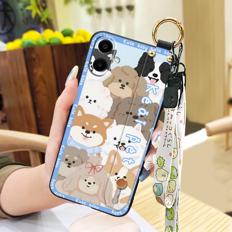 Anti-knock Wristband Phone Case For Samsung Galaxy A07 Fashion Design Wrist Strap Durable Shockproof Soft case Cartoon