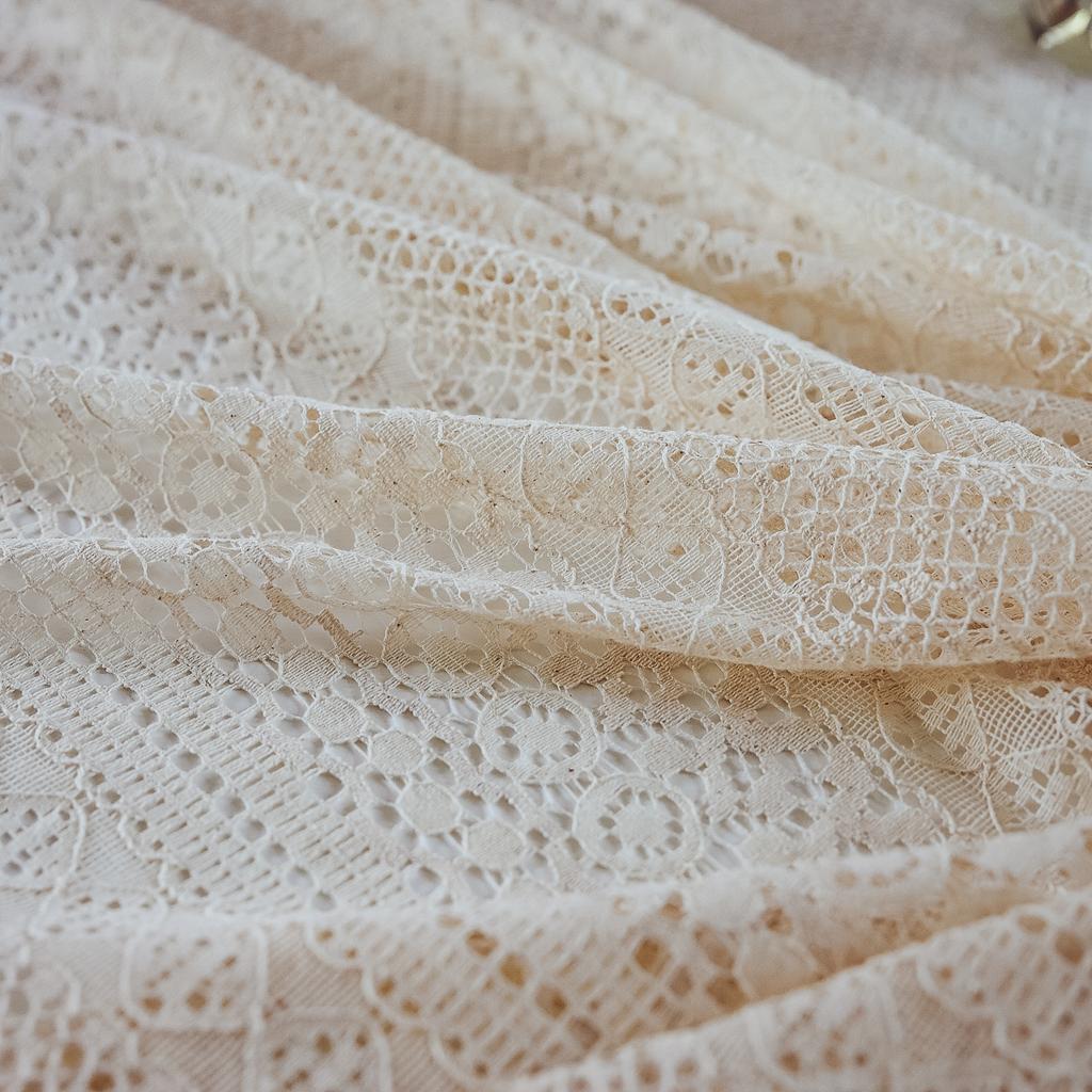 Vintage Häkeltischdecken mit Quasten, Beige Spitzendeckchen Rund Baumwolle Tischdecke Waschbar für Hochzeit Heim Party Dekoration