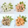 Silk Petals Rose Artificial Flowers 15 Heads Faux Flower Holding Bouquet Flower  Home Decoration