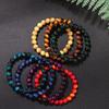 Festive Gifts Multicolor Tiger Eye Agate And Wooden Beaded Bracelet Set Bohemian Fashion Jewelry For Men Women Daily Wear Simple Versatile Accessory