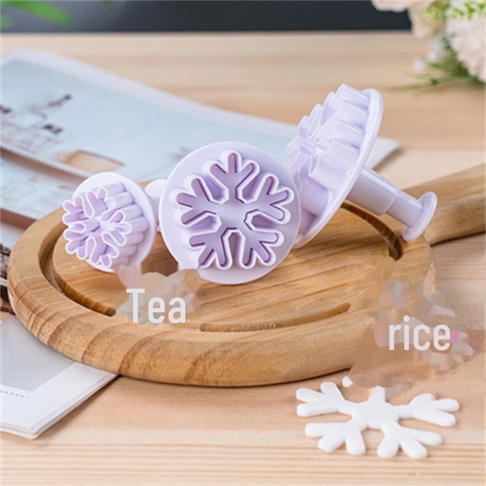 3-Pack Christmas Snowflake Fondant & Biscuit Cake Mold Set for Home Baking