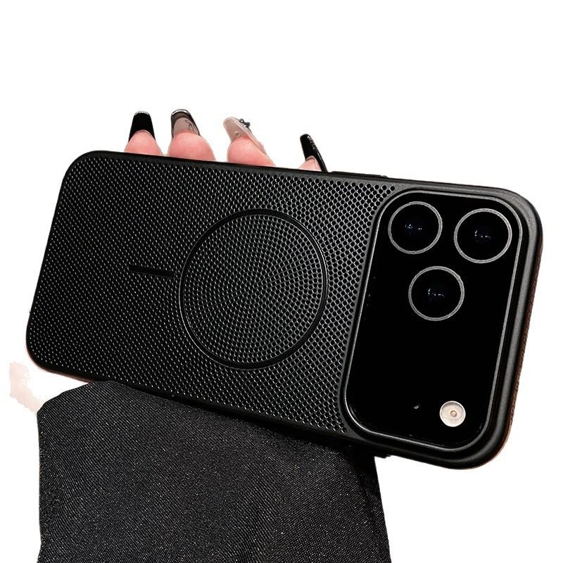 Applicable to Apple 17ProMax mobile phone case, breathable heat dissipation, thin ring magnetic suction iPhone17 ultra-thin anti-drop protective case