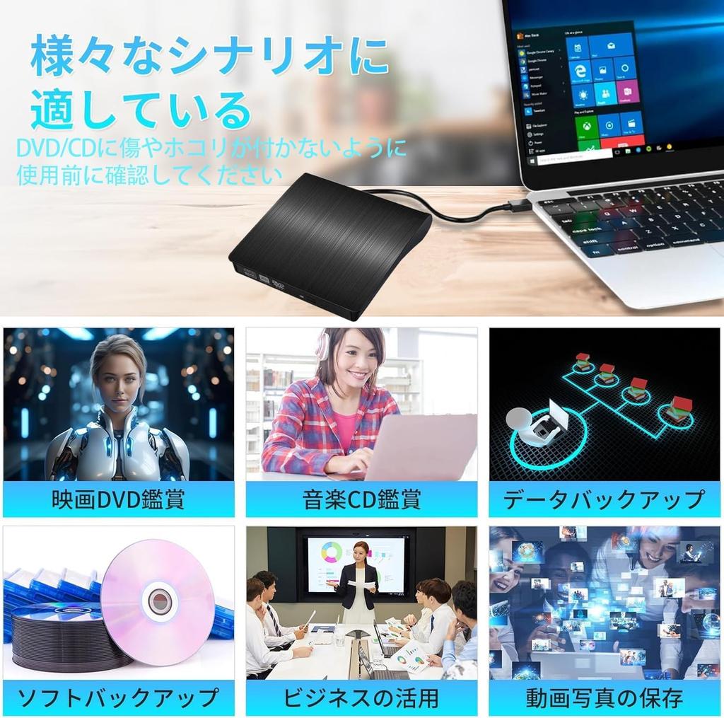 External DVD High Speed 8x 24x External Optical USB Dual Port Slim Bus Compatible with Windows Lightweight and Compact [SSLYF] Drive, Processing, DVD,