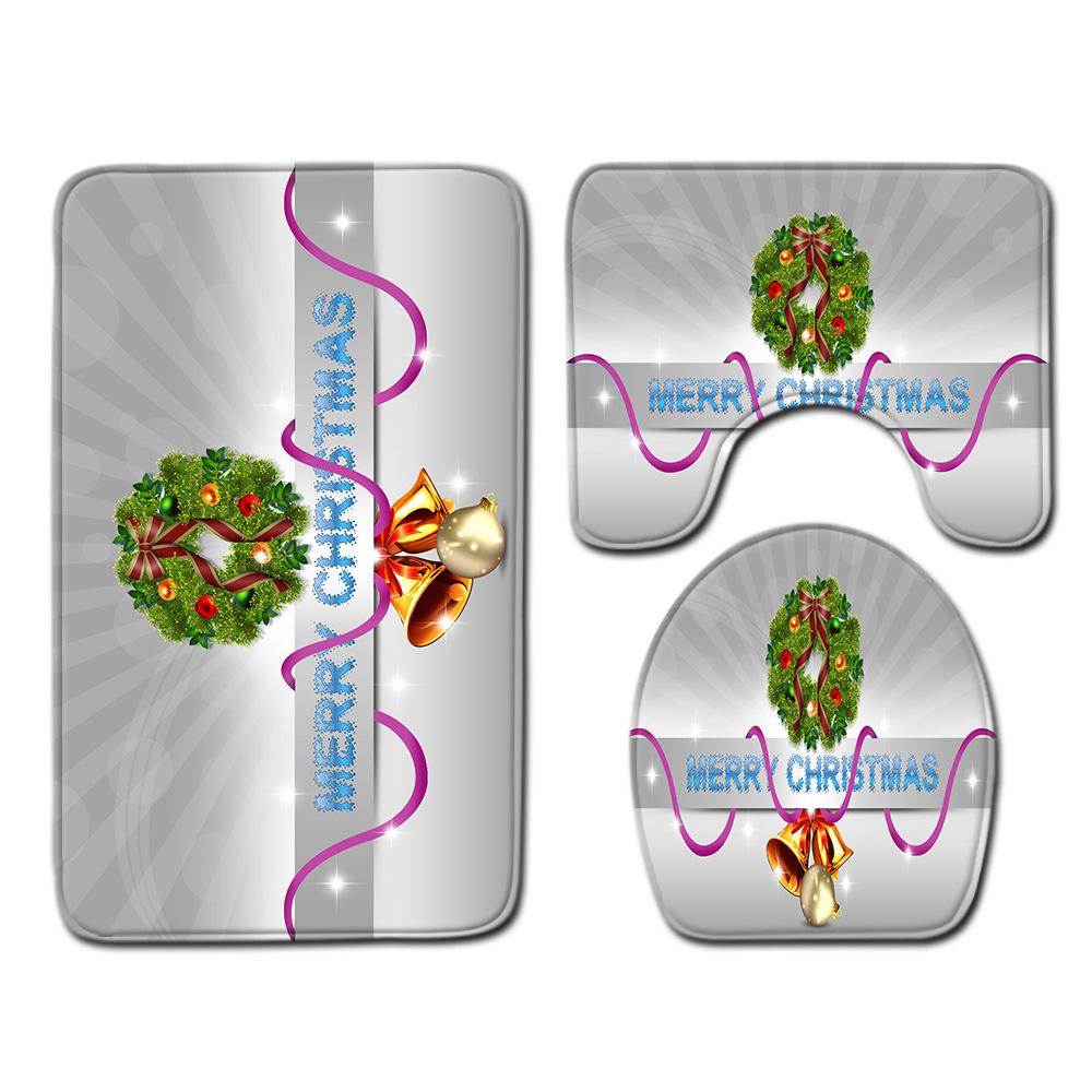 Christmas Bathroom Floor Mat Toilet Three-Piece Set